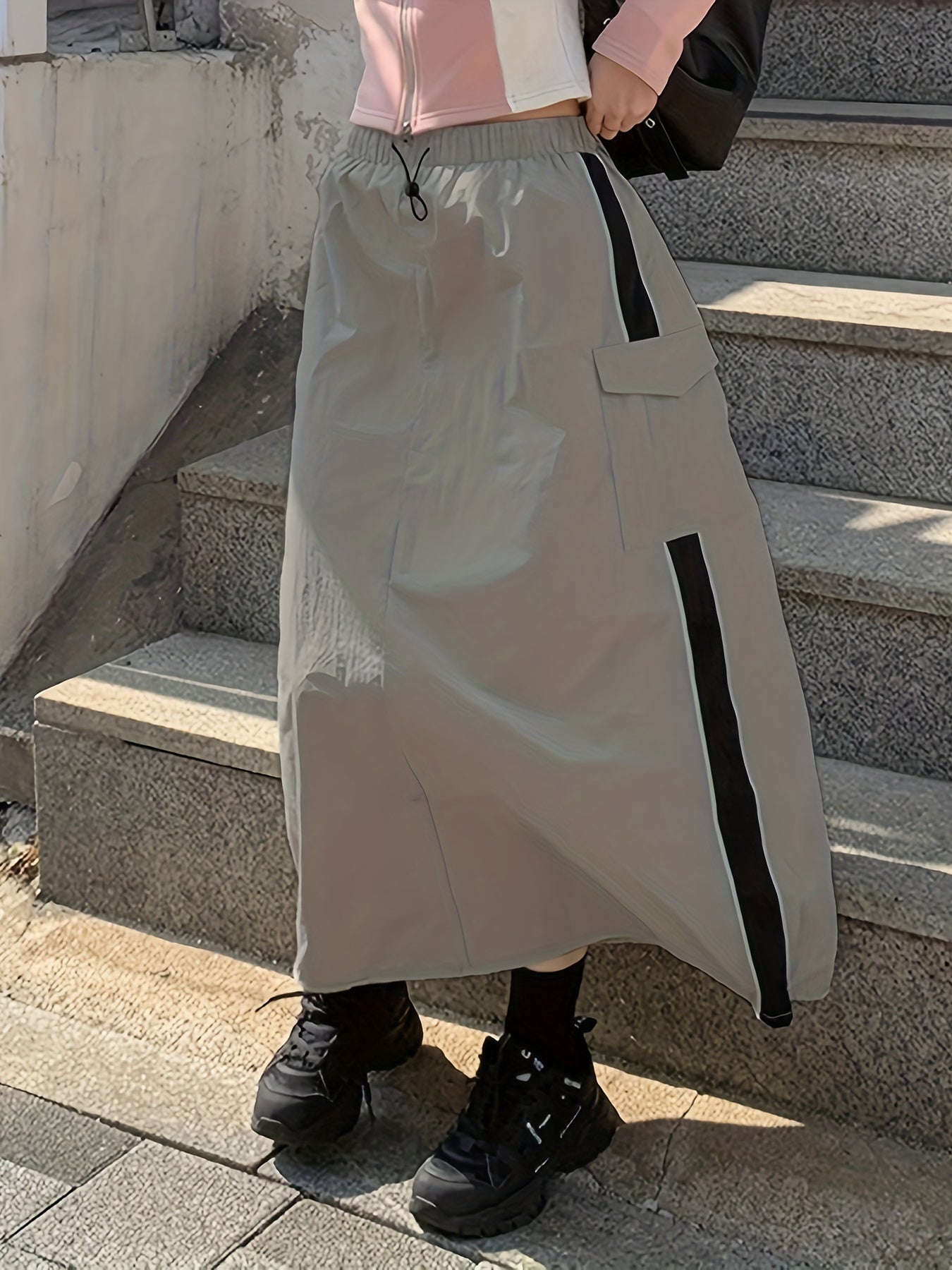 High Waist Cargo Skirt Drawstring Slim Fit Women's Clothing