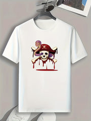 Pirate Skull Print Men's Sports T-shirt for Fitness