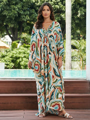 Boho Cover Up Women's Plus Allover Print Beach Cover Up Dress