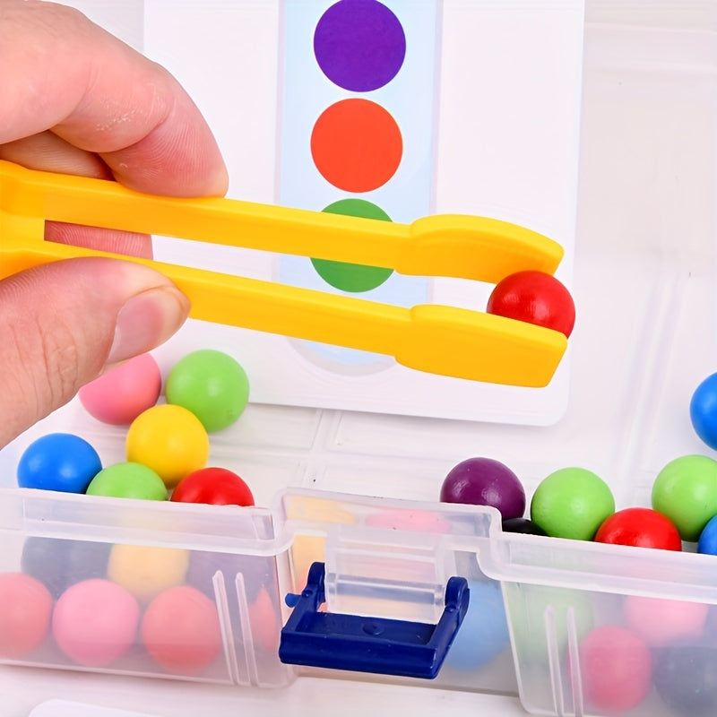 Wooden Beads Test Tube Toy Recognition Sorting Game for Kids