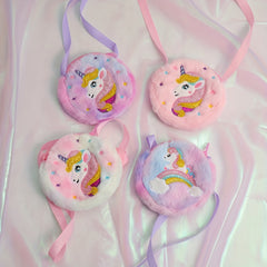 Unicorn Crossbody Bag Coin Purse Tie Dye Plush Mini Wallet