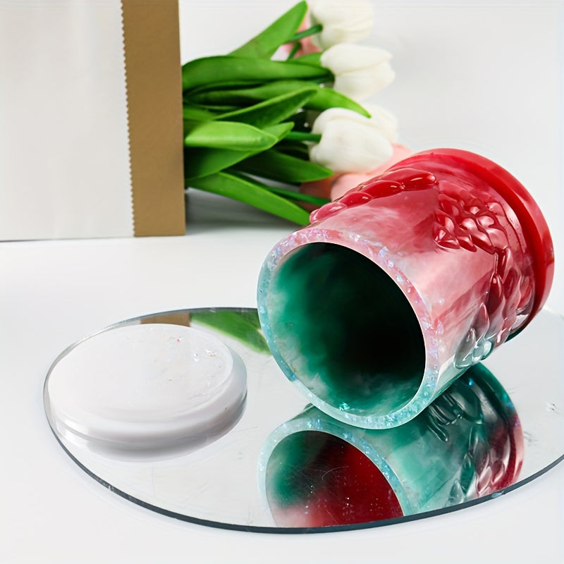 Concrete Candle Jar Silicone Mold With Lid DIY Christmas Silicone Mould