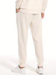 Waffle Pattern Drawstring Sweatpants Loose Fit Pants Men