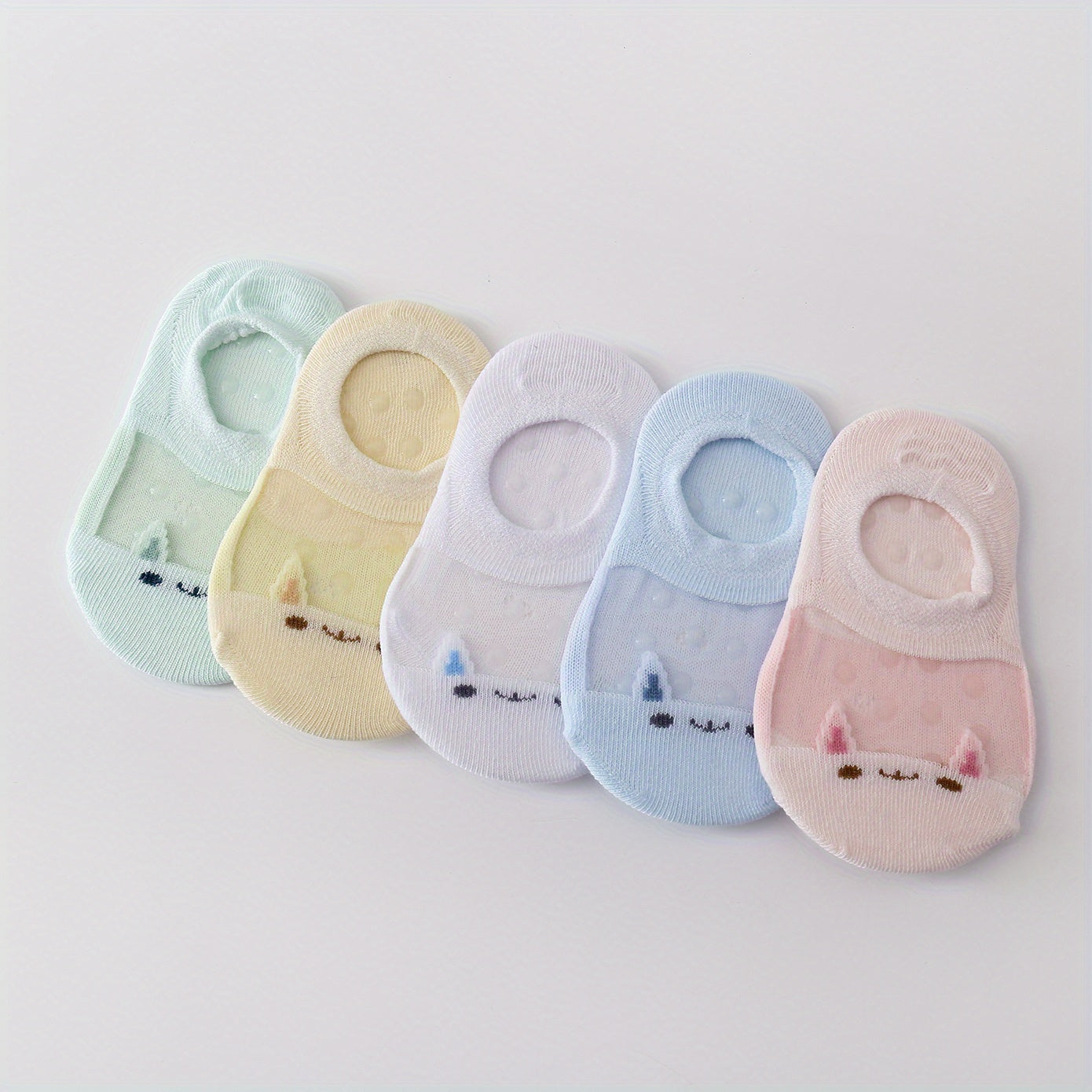 5pairs Cartoon Mesh Stitching Socks for Newborn Baby Boys And Girls