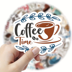 50pcs Coffee World Vintage Letter Graffiti Waterproof Vinyl Stickers