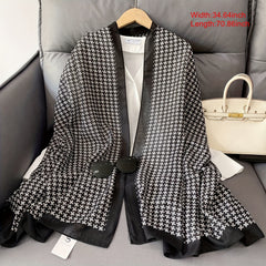 Geometric Pattern Wide Shawl Polyester Scarf