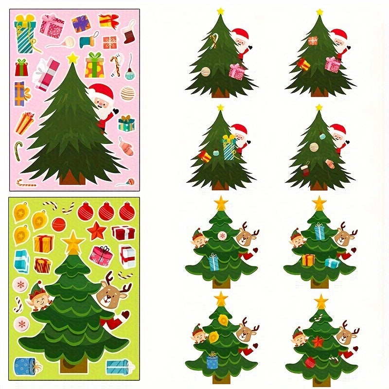 Cartoon Santa Claus Tree Stickers Christmas Decorations Window Glass