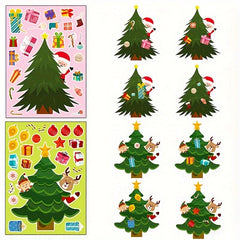 Cartoon Santa Claus Tree Stickers Christmas Decorations Window Glass