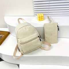 Kids Corduroy Backpack Large Capacity Lightweight Schoolbag