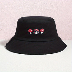 Embroidered Mushroom Bucket Hat Cartoon Hat For Women Christmas Gift