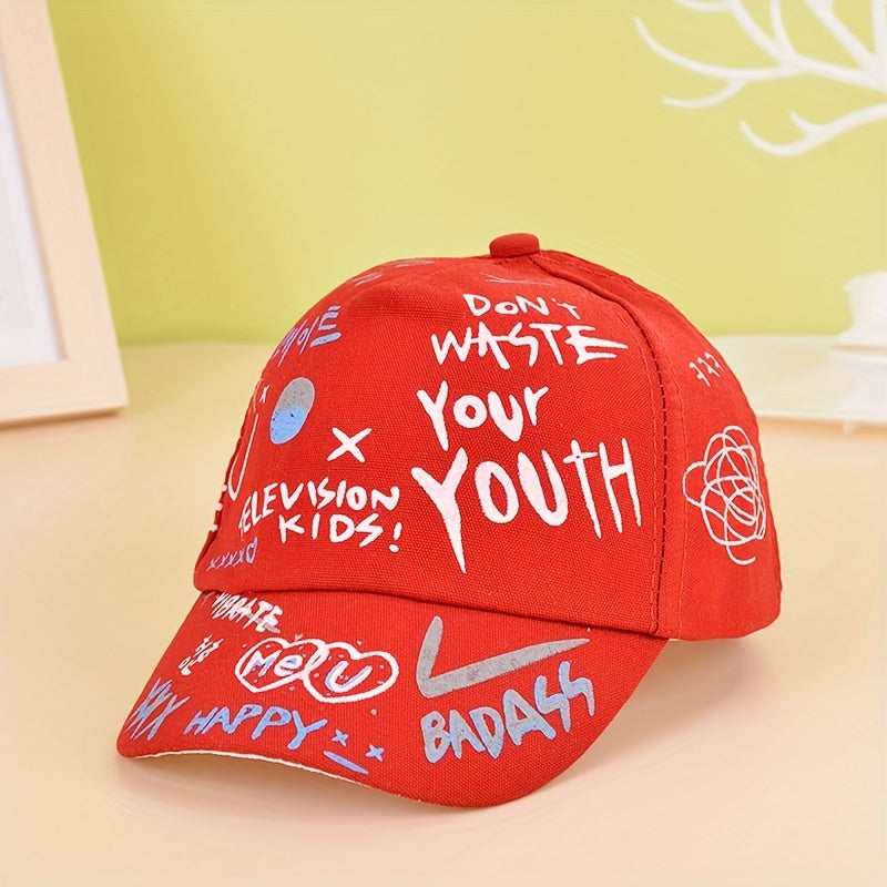 Boys Graffiti Print Baseball Cap Adjustable Lightweight Sun Hat