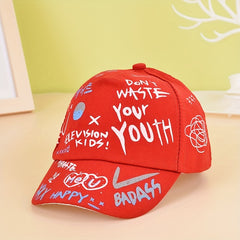 Boys Graffiti Print Baseball Cap Adjustable Lightweight Sun Hat