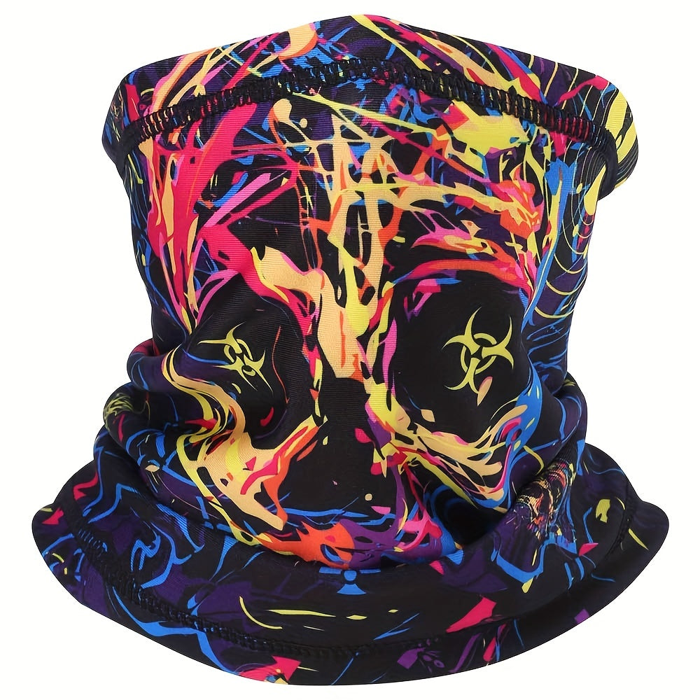 Ghost Skull Fleece Neck Cover Face Mask for Outdoor Winter Sports