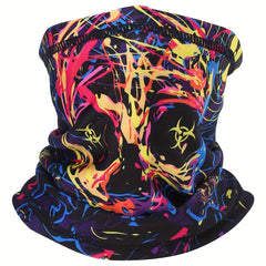 Ghost Skull Fleece Neck Cover Face Mask for Outdoor Winter Sports