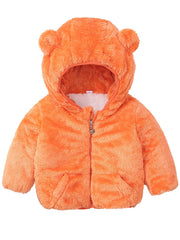 Infant Double Layer Fleece Hooded Jacket Zipper Coat