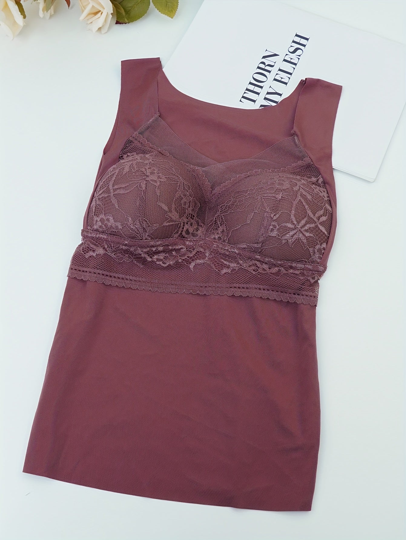 Lace Tank Top V Neck Padded Women's Lingerie