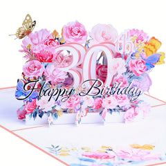 3D Birthday Greeting Card - 18, 20, 30 Years Old - With Envelope
