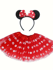 Children's Polka Dots Tutu Skirt Set with Headband