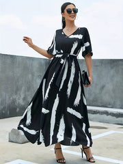 Flutter Sleeve Belted Maxi Dress for Women