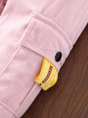 Girls Fleece Warm Winter Corduroy Trousers Elastic Waist Pocket Cargo Pant