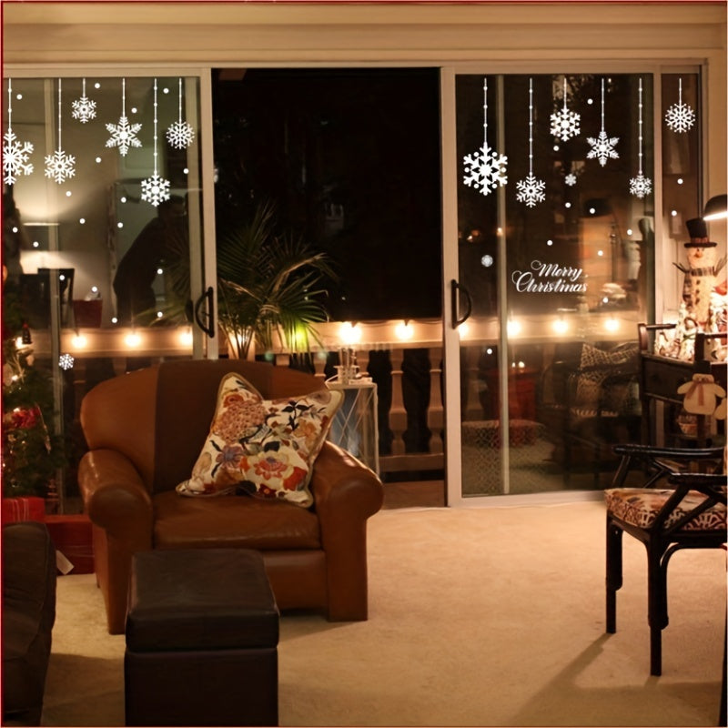 Christmas Snowflake Hanging Wall Decal - Window Stickers for Bedroom Mall