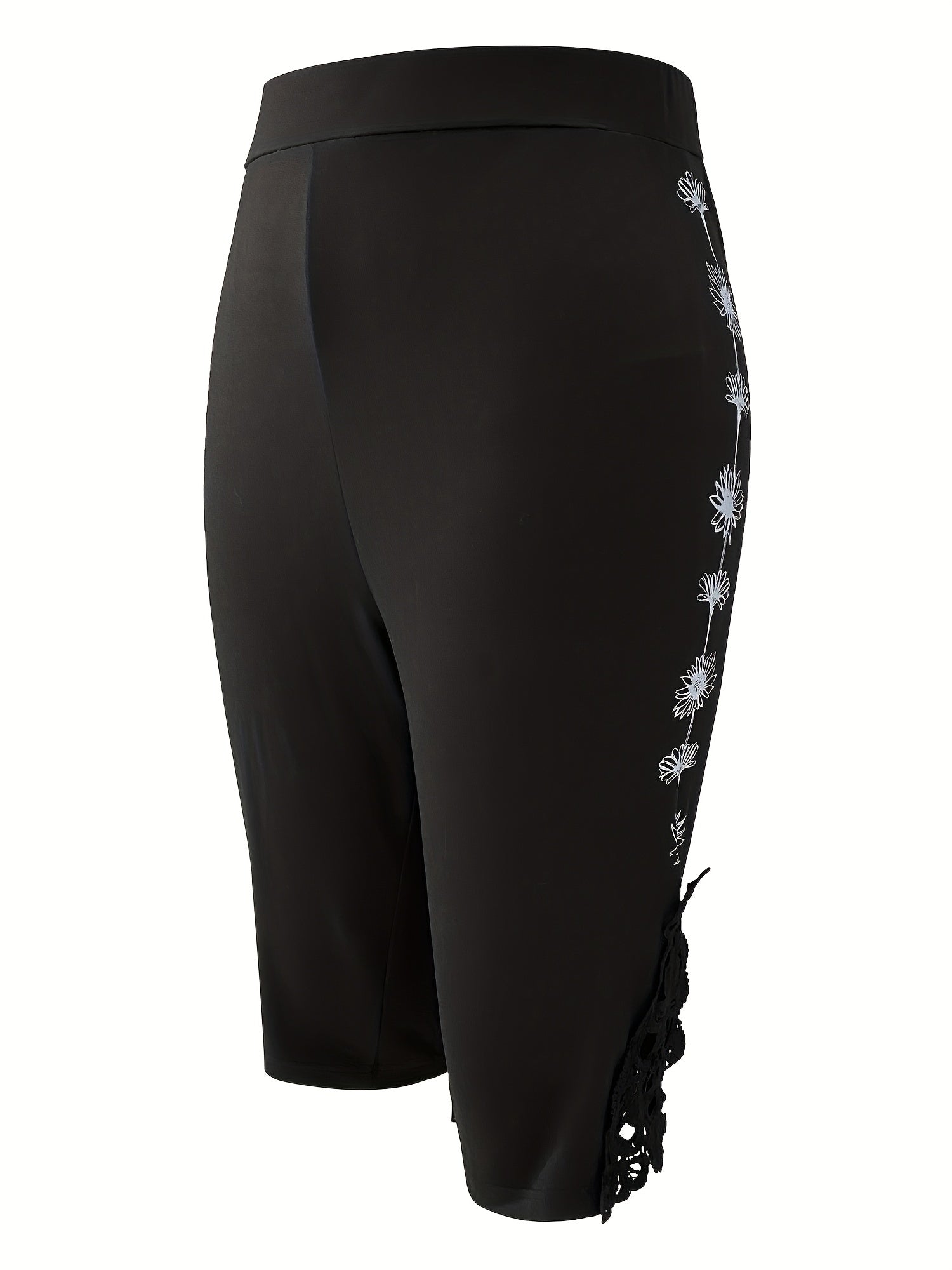 Floral Print Skinny Capris Leggings for Women