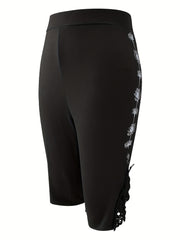 Floral Print Skinny Capris Leggings for Women