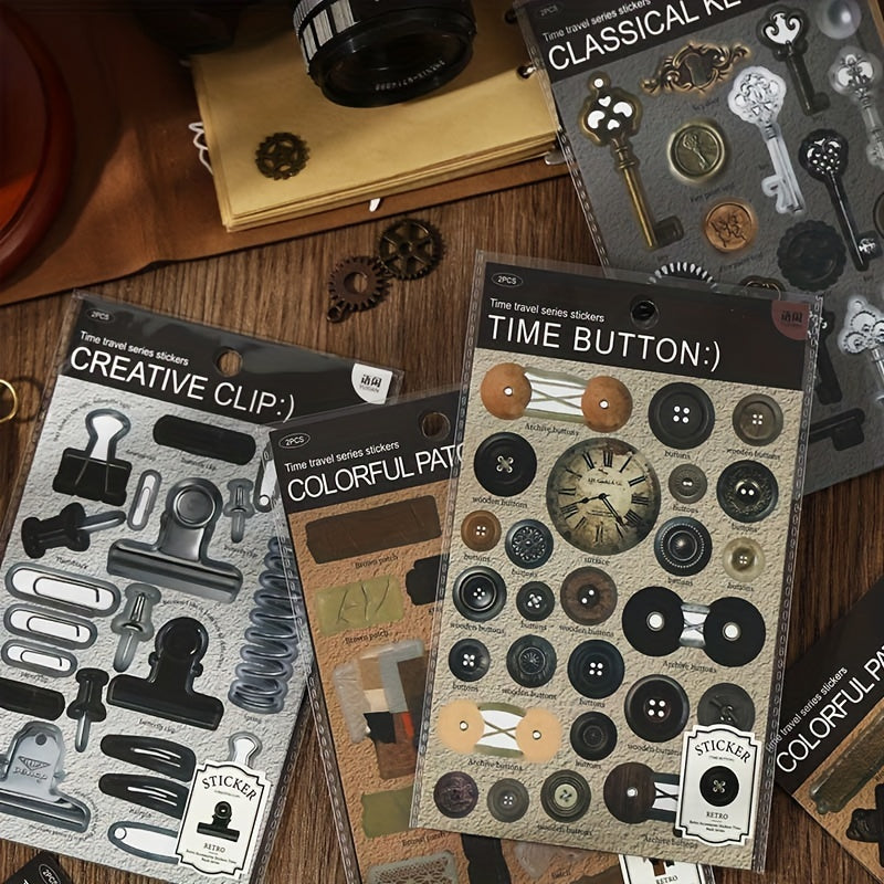 Industrial Retro Style Die Cut Stickers for Journal Materials