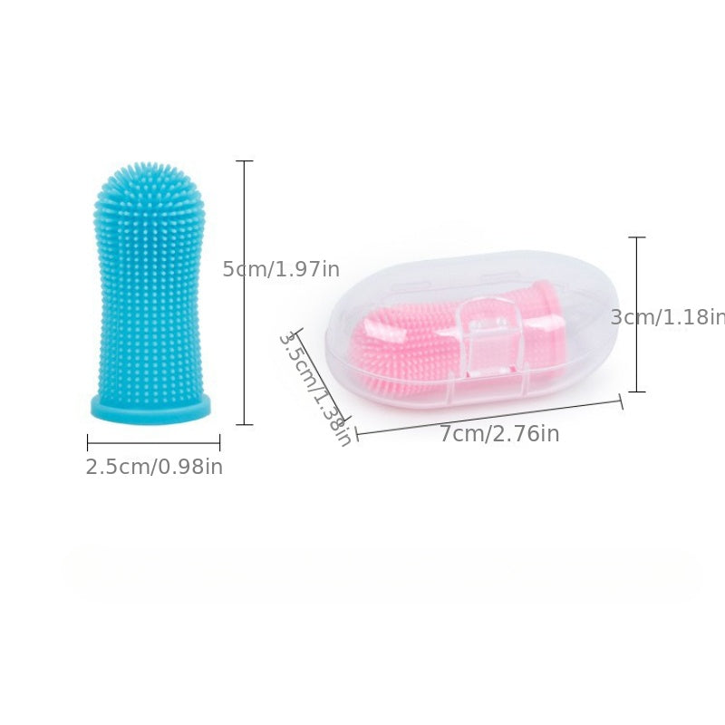 Silicone Dog Finger Toothbrush with Storage Box for Pet Dental Care