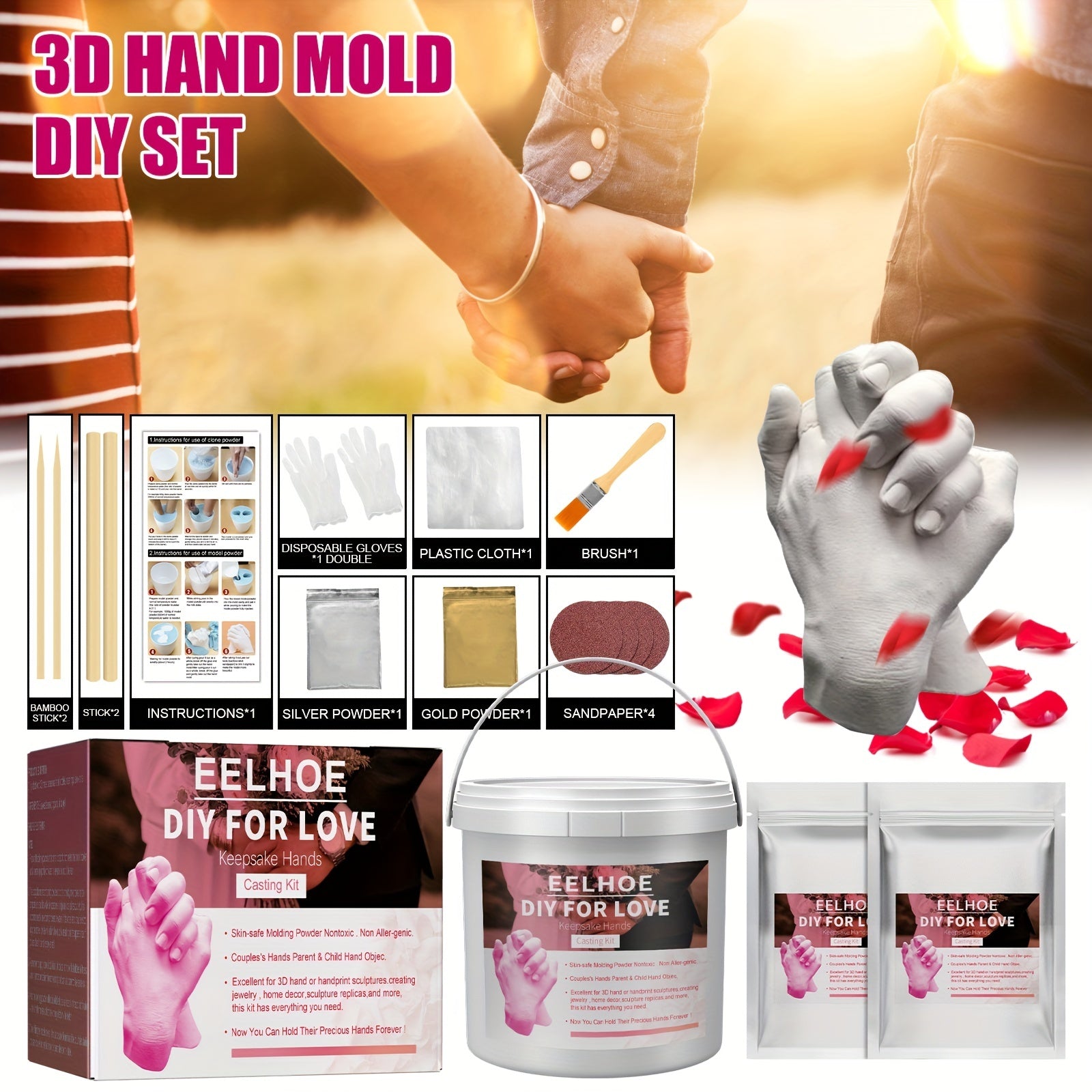 Couples Plaster Hand Mold Casting Kit Gift Ideas For Boyfriend Girlfriend
