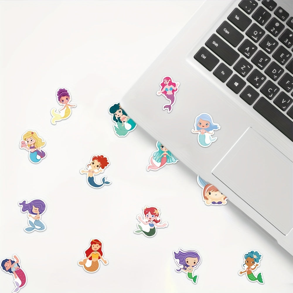 50 Mermaid Stickers For Girls - Mermaid Decals For Laptop Cups Water Bottles