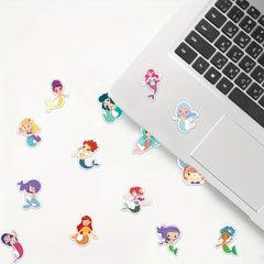 50 Mermaid Stickers For Girls - Mermaid Decals For Laptop Cups Water Bottles