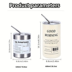 Insulated Vacuum Flask with Straw Stainless Steel Thermal Bottle