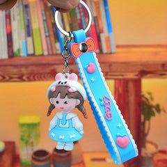 Cute Rubber Keychain Doll for Girls - Perfect for Backpacks and Keys