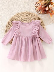 Girl's Flying Sleeve Princess Dress Long Sleeve Cotton Home Dress