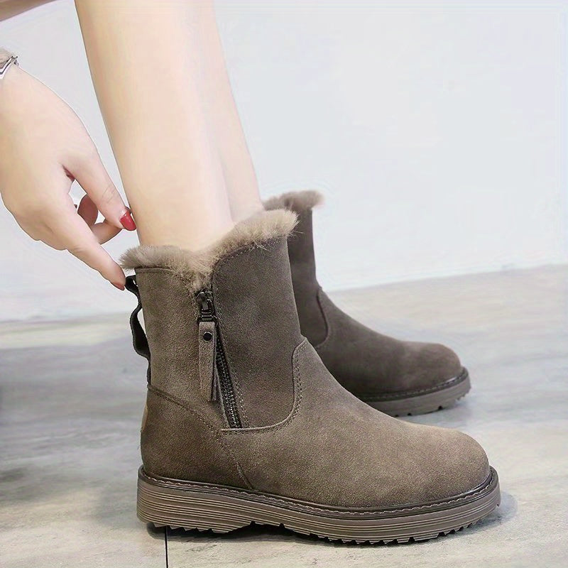 Women's Warm Winter Snow Boots Faux Fur Zipper Side Snow Boot