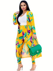 Feather Print Cover Up & Leggings Set