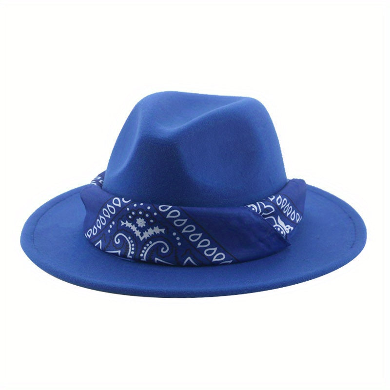 Wool Felt Hat Large Brim Ribbon Jazz Hat