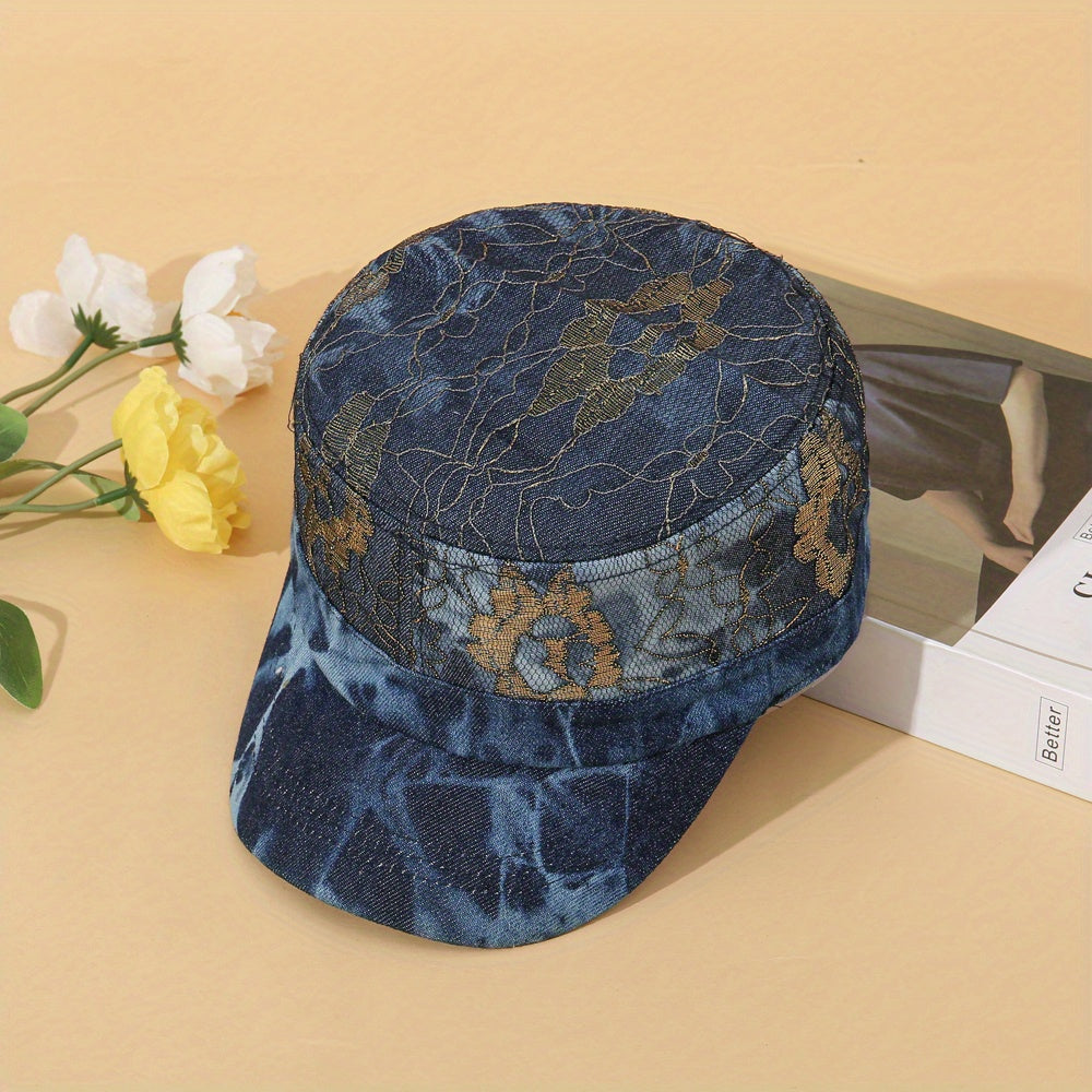 Y2K Lace Denim Baseball Cap Vintage Sunscreen Sports Hat