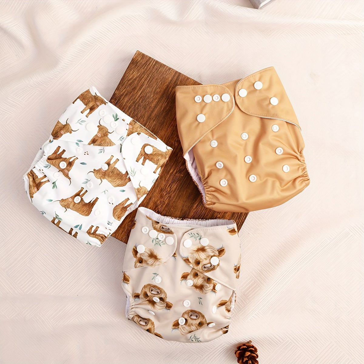3pcs Soft Suede Cloth Reusable Washable Diapers Pockets Fits 6 33lbs