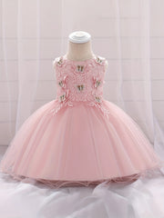 Girls Butterfly Embroidery Princess Dress Baby Birthday Party Dress