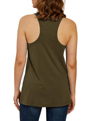 Sunflower Print Tank Top Casual Loose Racerback Tank Top