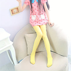 Girls Lemon Yellow Dance Socks Pantyhose Dress Socks