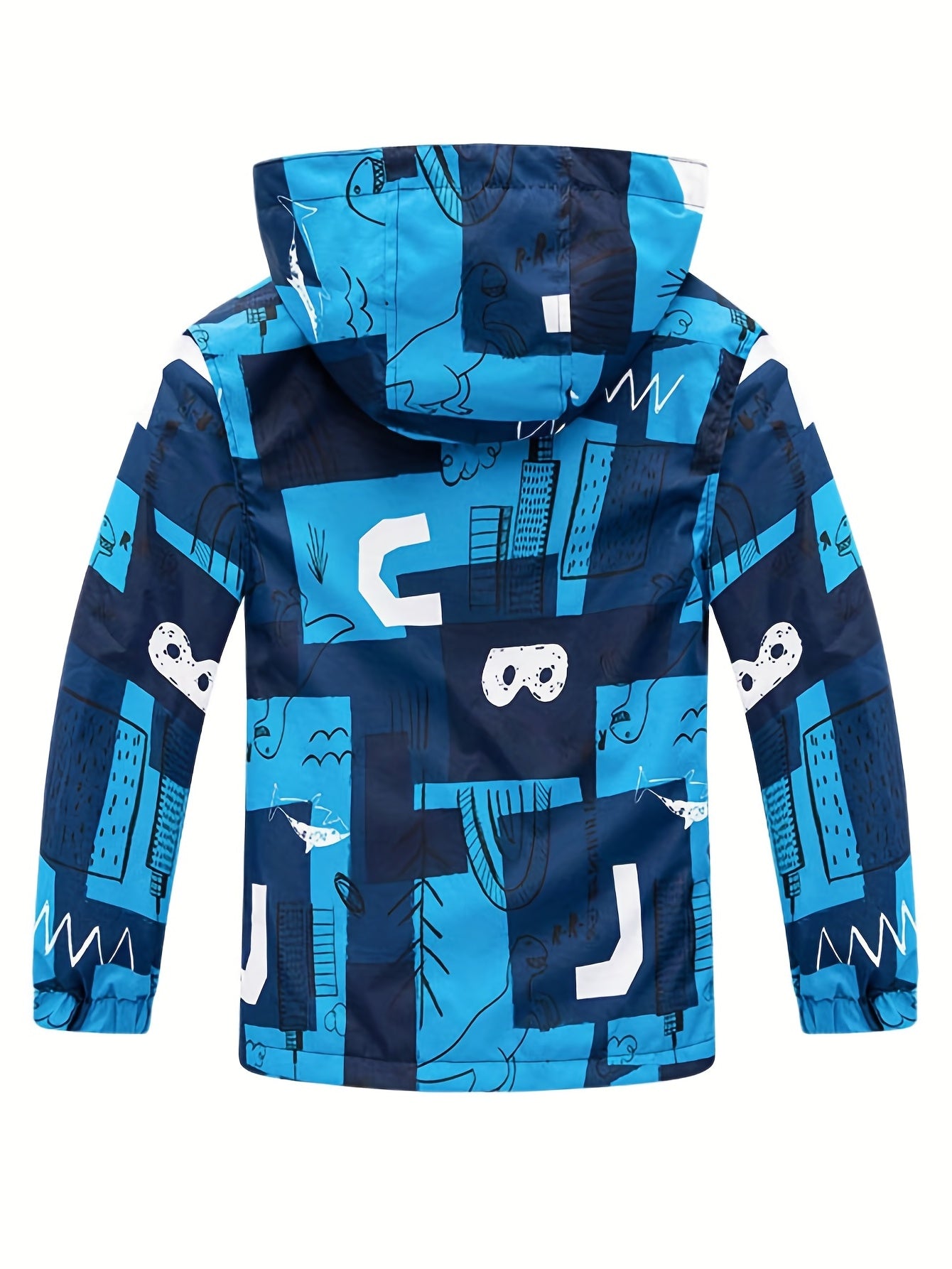 Boys Graffiti Windbreaker Fleece Lining Hooded Jacket Kids Clothing