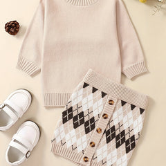Baby's Sweater Set Long Sleeve Top & Skirt Outfit