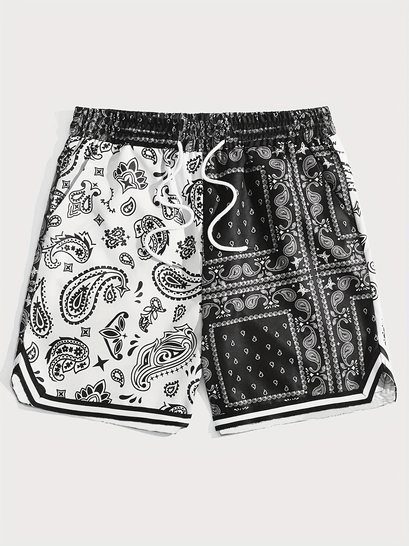 Paisley Pattern Shorts with Drawstring Waist for Men