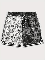Paisley Pattern Shorts with Drawstring Waist for Men