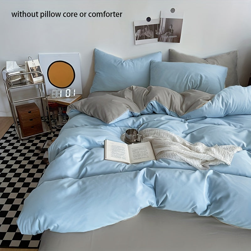3pcs Solid Double Duvet Cover Set Soft Comfortable Bedding Set
