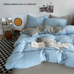 3pcs Solid Double Duvet Cover Set Soft Comfortable Bedding Set