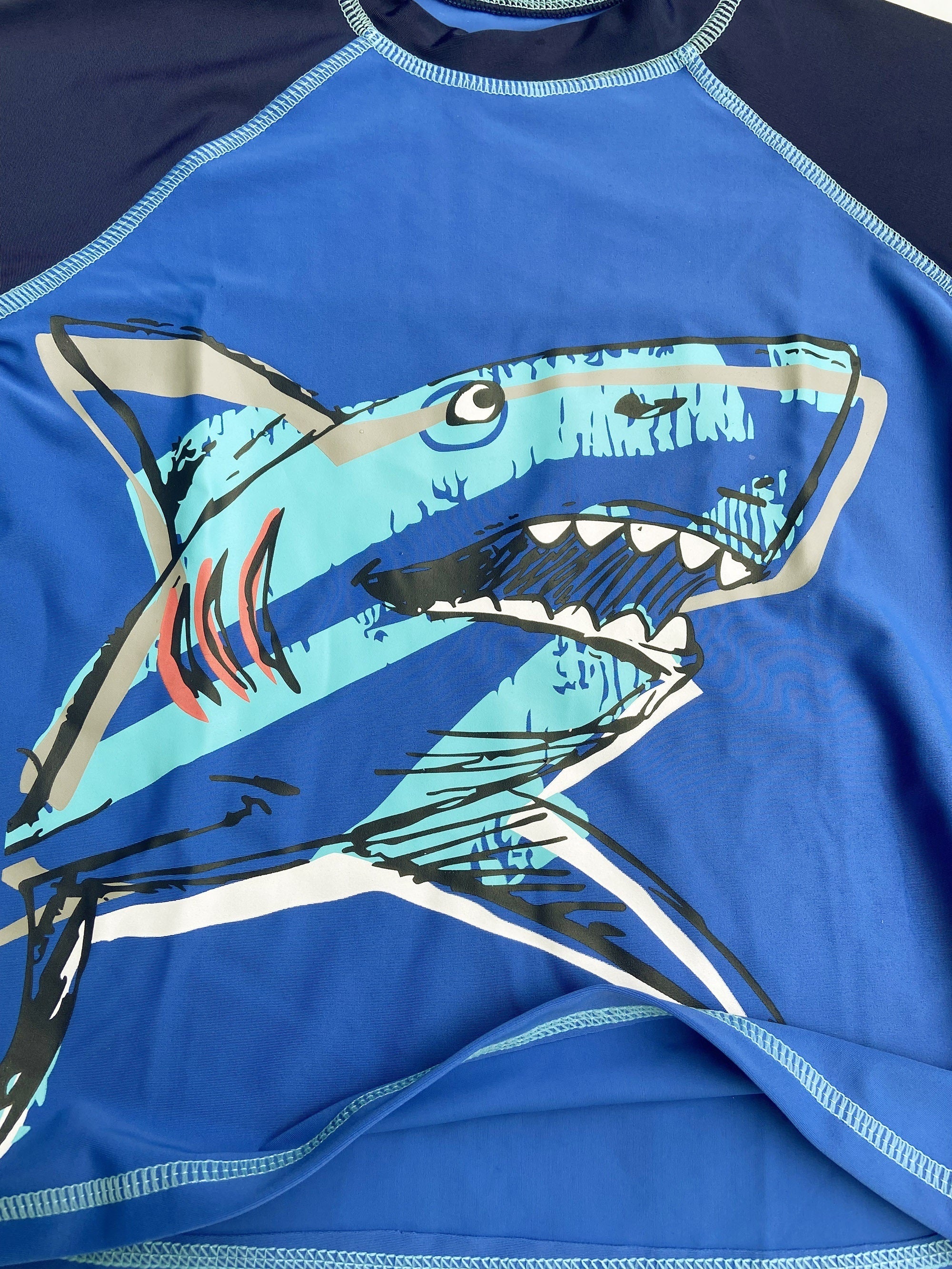 Boys Shark Graphic T-shirt & Trunks Set Swimsuit